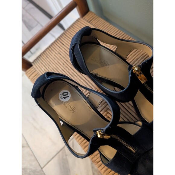Michael Kors Womens Navy Berkley Suede Platform Sandals Sz 10 Party Clubwear Fun - Picture 9 of 11